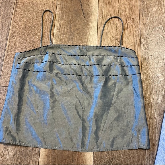 Marina Babini Vintage 90s Party Classic Silky Flirty Gray Beaded Design Tank. AA - Picture 1 of 3